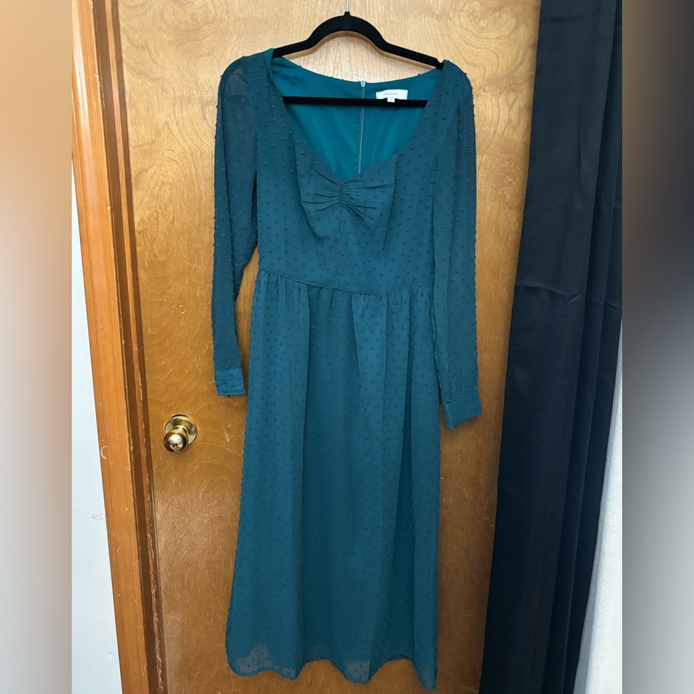 RIHOAS Teal Long-Sleeve Dress. Size small.
